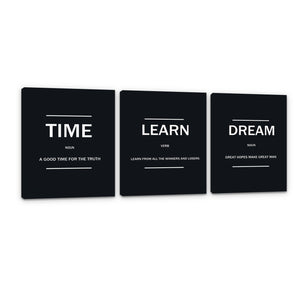 Rovanal Inspirational Canvas Painting Wall Art, 3 Pieces Motivation Wall Decor Success Entrepreneur Poster Framed Positive Quotes Wall Picture Gift for Home Office Workplace Businness