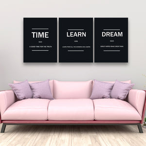 Rovanal Inspirational Canvas Painting Wall Art, 3 Pieces Motivation Wall Decor Success Entrepreneur Poster Framed Positive Quotes Wall Picture Gift for Home Office Workplace Businness