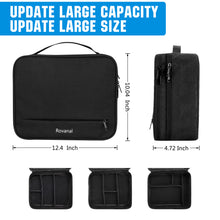 Load image into Gallery viewer, Electronics Organizer, Waterproof Travel Cable Organizer Bag for Electronic Accessories Double Layer Large Shockproof Cable Storage Bag for Cord,Powerbank (Up to 12.9 inch) Black
