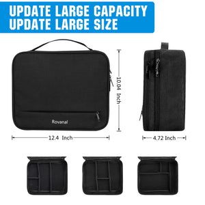Electronics Organizer, Waterproof Travel Cable Organizer Bag for Electronic Accessories Double Layer Large Shockproof Cable Storage Bag for Cord,Powerbank (Up to 12.9 inch) Black