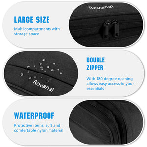 Electronics Organizer, Waterproof Travel Cable Organizer Bag for Electronic Accessories Double Layer Large Shockproof Cable Storage Bag for Cord,Powerbank (Up to 12.9 inch) Black