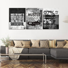 Load image into Gallery viewer, Wall Art Motivational Posters Inspirational Wall Decor Motivational Canvas Wall Art Success Hustle Poster Entrepreneur Quote 3 Pieces Painting Prints Artwork for Home Decor Wooden Framed(36”Wx16”H)
