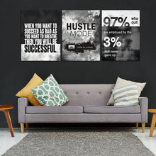 Load image into Gallery viewer, Wall Art Motivational Posters Inspirational Wall Decor Motivational Canvas Wall Art Success Hustle Poster Entrepreneur Quote 3 Pieces Painting Prints Artwork for Home Decor Wooden Framed(36”Wx16”H)
