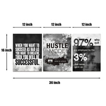 Load image into Gallery viewer, Wall Art Motivational Posters Inspirational Wall Decor Motivational Canvas Wall Art Success Hustle Poster Entrepreneur Quote 3 Pieces Painting Prints Artwork for Home Decor Wooden Framed(36”Wx16”H)
