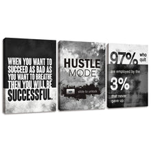 Load image into Gallery viewer, Wall Art Motivational Posters Inspirational Wall Decor Motivational Canvas Wall Art Success Hustle Poster Entrepreneur Quote 3 Pieces Painting Prints Artwork for Home Decor Wooden Framed(36”Wx16”H)
